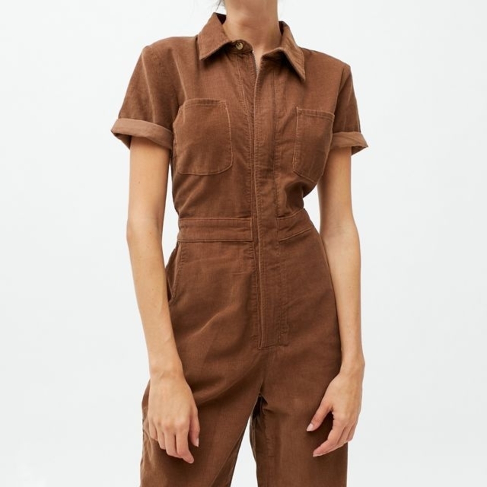 Brown Short Sleeve Jumpsuit
